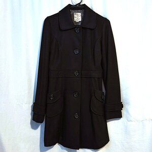 Tulle Anthropologie Coat Women's Size Small Black Wool Blend Jacket Peacoat